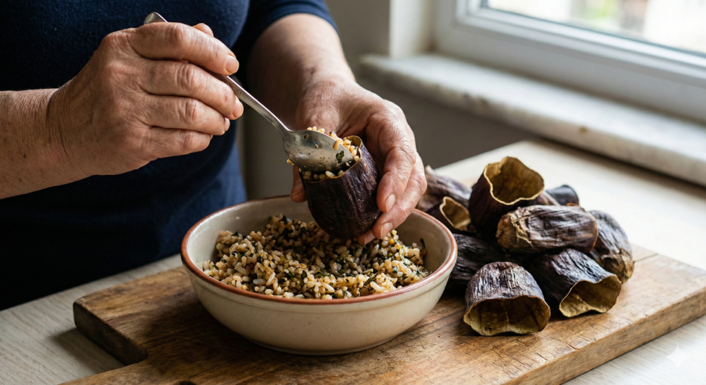 Zeytinyağlı Kuru Patlıcan Dolması